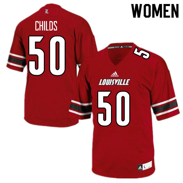 Women #50 Jean-Luc Childs Louisville Cardinals College Football Jerseys Sale-Red